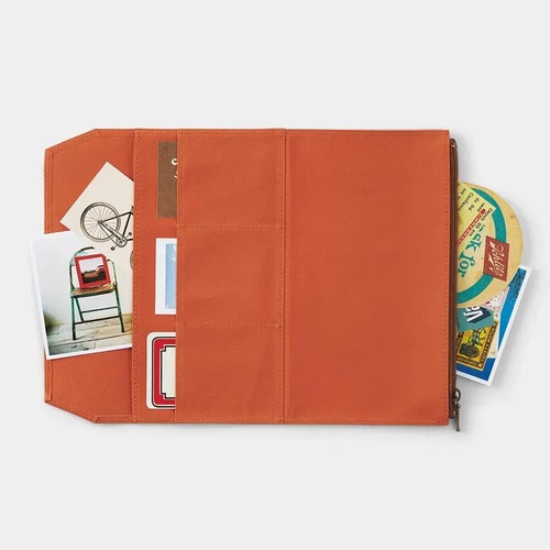 MIDORI Travelers Notebook Cotton Zipper Case Orange Regular 14435006 From Japan - Picture 7 of 7