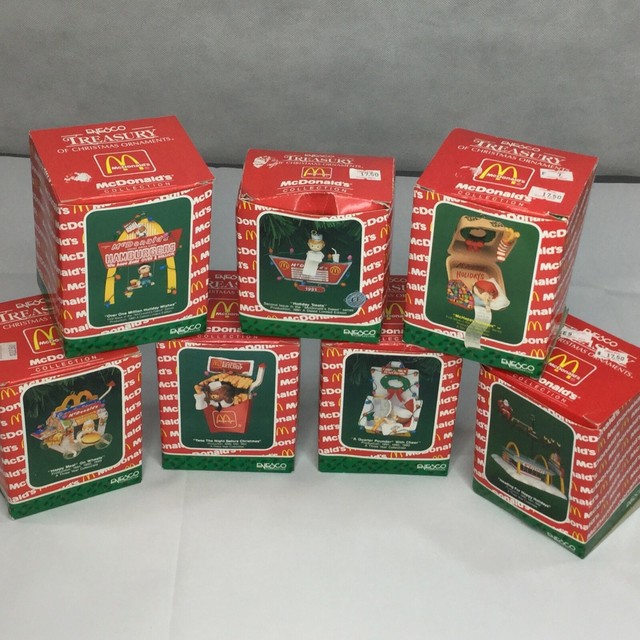 McDonalds Enesco Vintage Ornaments 19901993 Lot of 7 Boxed Happy Meal