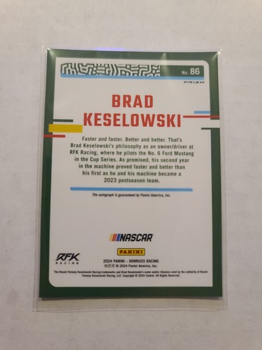 2024 Donruss Optic NASCAR Autograph Brad Keselowski #86 Prizm Auto - Picture 2 of 2