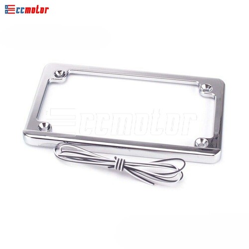 Chrome License Plate Frame W/ LED Brake Tail Light For Harley Dyna Sportster XL - Picture 5 of 9