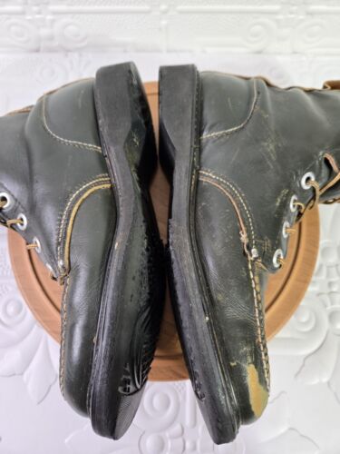 Vintage Moc Toe Lace-Up Green Leather Boots Vibram Sole Men’s 9-9.5 - Picture 14 of 20