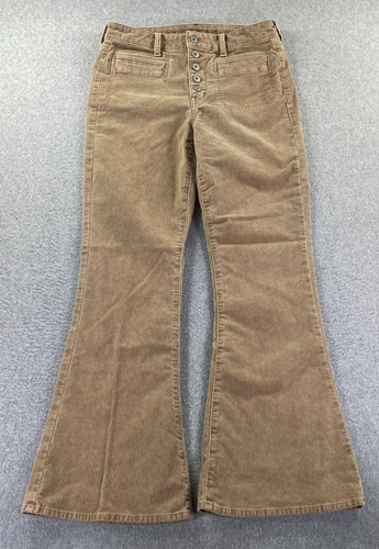 American Eagle Outfitters pantaloni in velluto a coste marrone svasato super alti 8 reg boho
