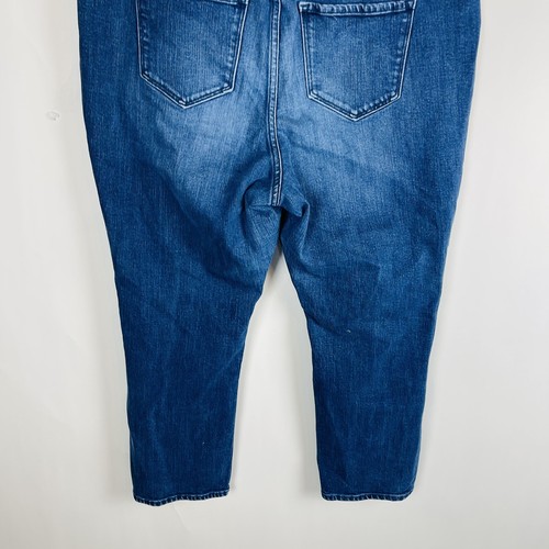 Old Navy Womans Power Straight Jeans Sz 20 Blue Pockets Distressed Comfort Band - Picture 8 of 9