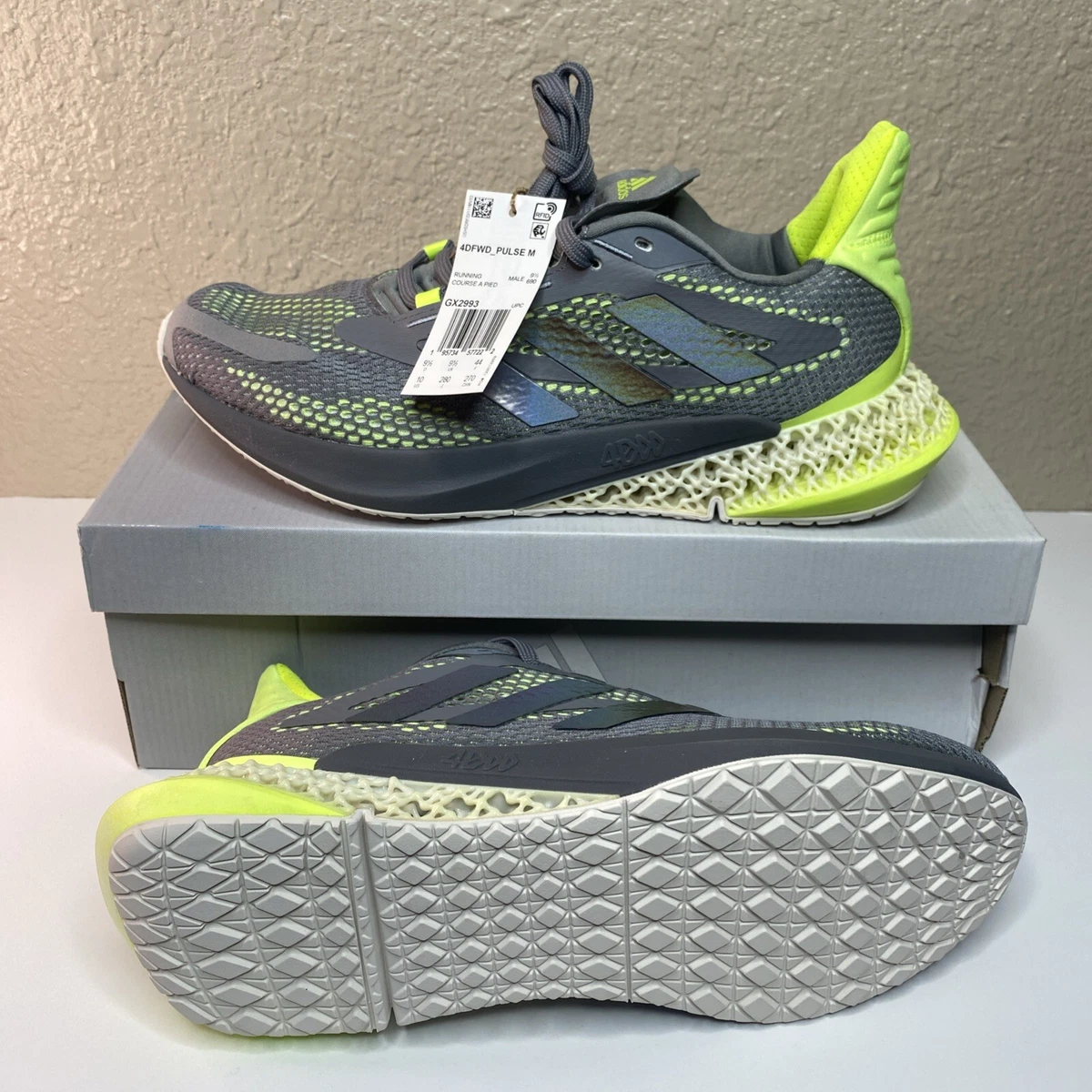 Adidas 4DFWD Pulse Running Shoes Grey Three Solar Yellow GX2993 Mens Size 11.5 Adidas 4DFWD Pulse M Running Shoes Mens Grey Three Solar  main image 2