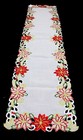 Saro Embroidered and Cutwork Poinsettia Table Runner Ivory 16x72 inches