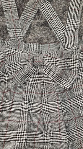 Shein Girls Black & White Plaid Suspender Skirt w/ Bow Without Tee Size 130 US8 - Picture 2 of 5