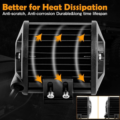 8x 4" Inch LED Work Light Bar Pod Spot Combo Amber White Strobe Offroad ATV SUV - Picture 6 of 7