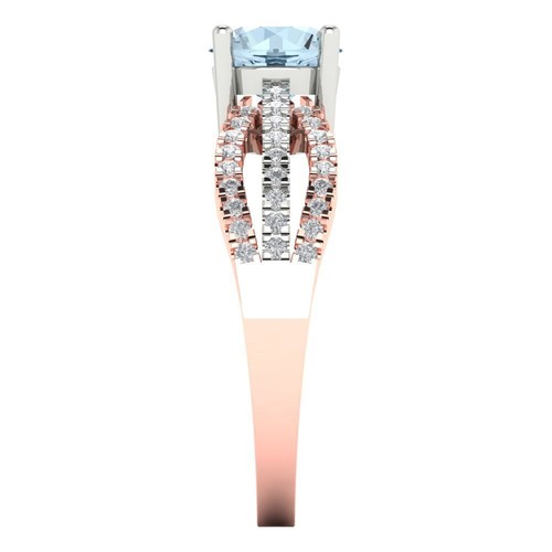 1.27 cttw Round-Cut Aquamarine Solitaire Engagement Ring (14K White/Rose Gold) - Picture 3 of 11