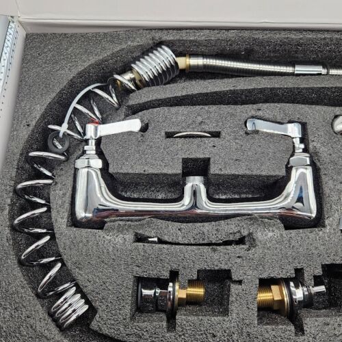 BWE Commercial Pull Down 2-Handle Wall Mount Pre-Rinse Spray Utility Faucet - Picture 3 of 8