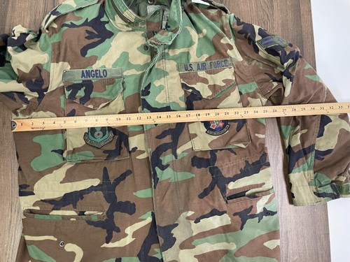US Air Force Mens L Military Field Jacket Coat Cold Weather Woodland Camo Patch - Picture 10 of 21