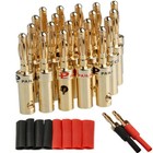 10x High End 4MM Bananenstecker Bananas Banana für Kabel bis 6mm² 24K vergoldet