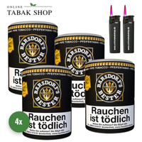 4X KäPt'n Barsdorf´S Pfeifentabak Bester Yellow Vanilla 160G + 2 Sturmfeuerzeuge