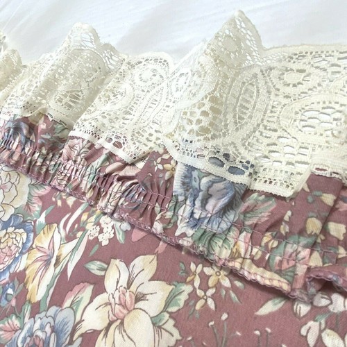 JC Penney Vintage 1970s Valances Curtains Set Floral Lace Ruffle Pink Rare Retro - Picture 6 of 7