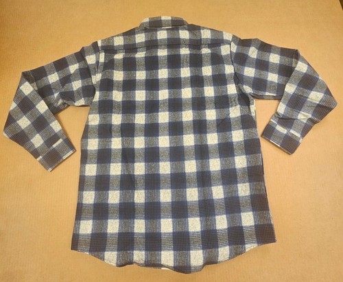 New Vintage Sears Flannel Shirt Mens Lg. Tall Blue Gray Plaid Button Long Sleeve - Picture 2 of 8