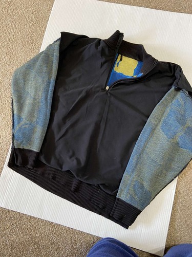 Vintage Pearl Izumi Retro Ski Colorful 80s 90s Print 1/4 Zip Wool Sweater XL - Picture 3 of 5