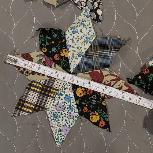 8 Point Star Quilt Block Pieces Cotton Hand-Sewn Vintage - Picture 8 of 10