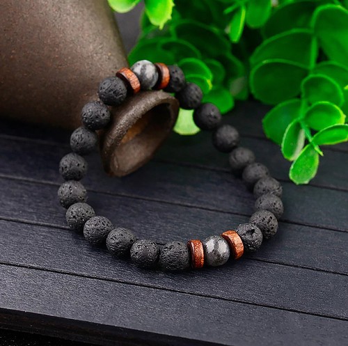 Stylisches Glücks-Armband Yoga Chakra Kettchen Lavasteine Mondstein-Perlen - Bild 7 von 9