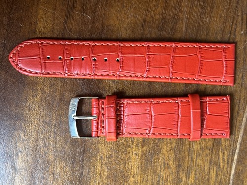 Crocodile Grain Red Leather Watch Band Strap - Watch Band From Fiammanti Milan. - Picture 7 of 7