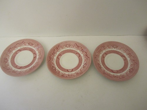 Churchill Red Pink Rose Willow 5 Cups and 3 Saucers Made in England - Picture 9 of 16