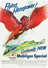 1950 MOBIL GAS Red Flying PEGASUS Horse Horsepower DECORATIVE REPLICA METAL SIGN