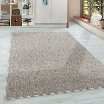 Kurzflor Wohnzimmer Teppich Einfarbig Flachgewebe Beige meliert glänzend 