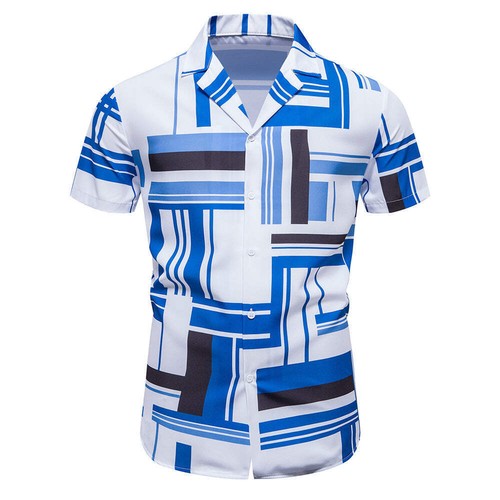 Men's Fashion Casual Contrast Color Printing Lapel Top for Teenagers, Stylish Po - Picture 20 of 50