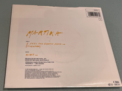 Martika - I Feel The Earth Move - Alibis - Vinyl Record 7" Single - 1989 CBS - Picture 2 of 5