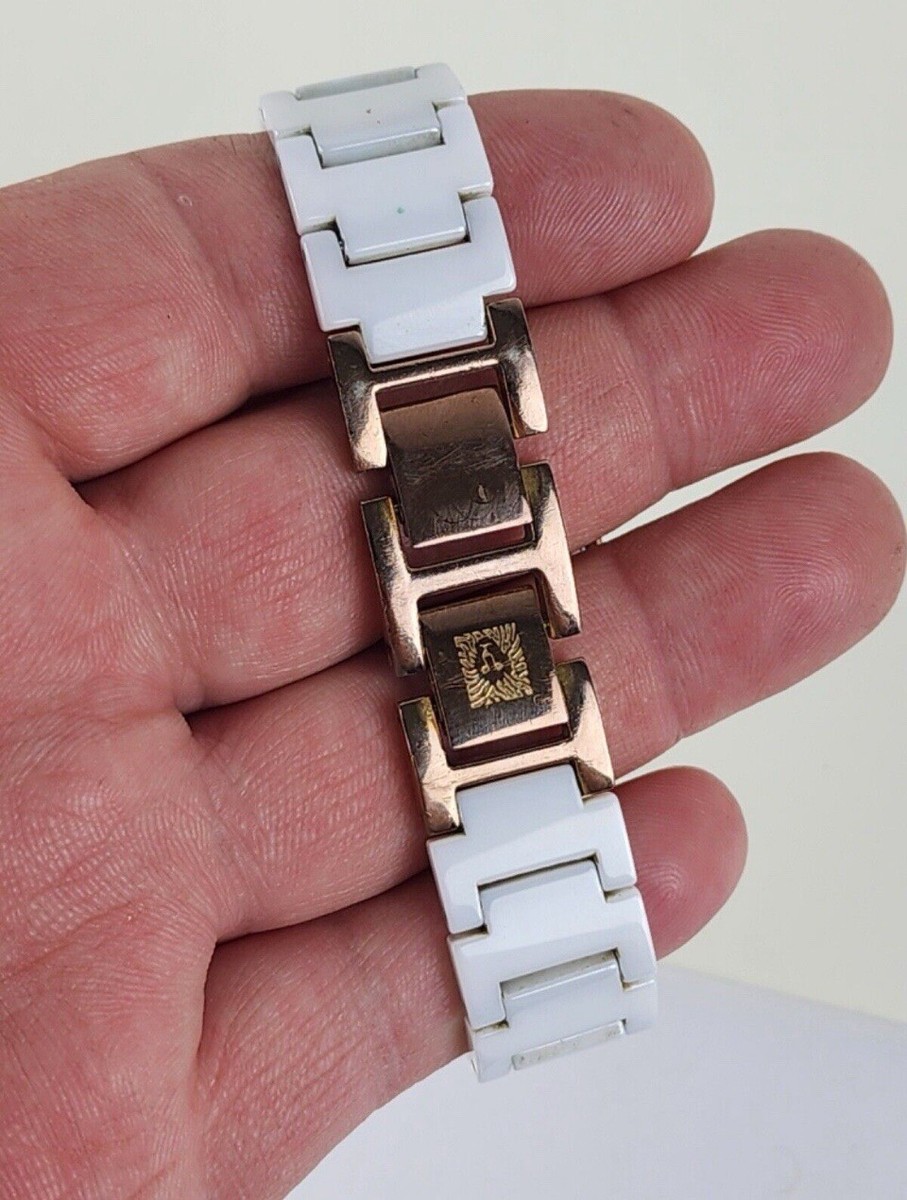 Anne Klein White Ceramic Crystal Bezel Women display picture 3