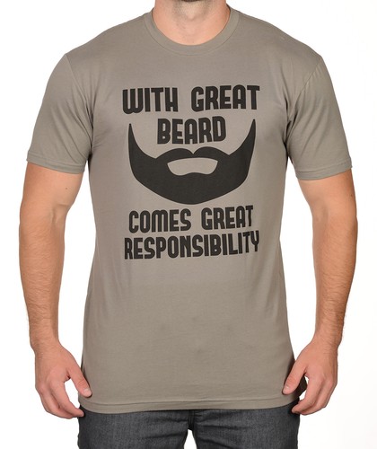 WITH GREAT BEARD COMES GREAT RESPONSIBILITY T-Shirt funny tee facial hair - Picture 7 of 7