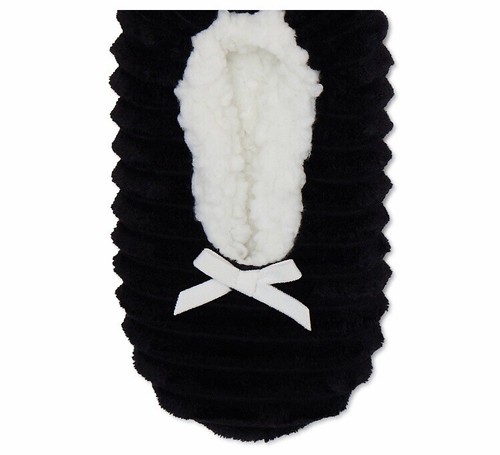 Fuzzy Babba Womens Black Plush Ribbed Slipper Socks One Size Shoe Size 7-9 1/2 - Picture 4 of 15