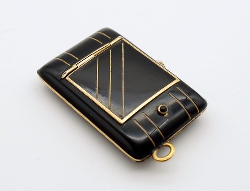 Art Deco - Taschenuhr - Emaille - Frankreich um 1925 - 1935 - Uhrwerk Schweiz - Bild 2 von 9