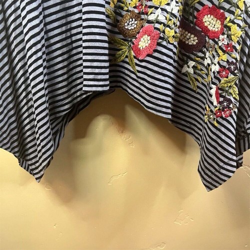 Soft Surroundings Women's Size Large Striped Floral Embroidered Tunic Top - Picture 3 of 8