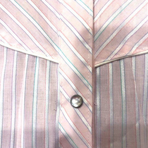 Millie Womens Western Shirt 11/12 White Pink Stripes Pearl Snap. Cotton Blend - Picture 4 of 8