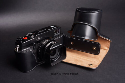 Handmade retro real Leather Full Camera Case bag cover for FUJIFILM X-Pro1 Black - Picture 4 of 8
