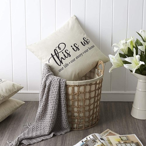Modern Farmhouse Home Decor Cotton Linen Pillow Cover 18x18 Inch Pillow Case - Bild 4 von 9