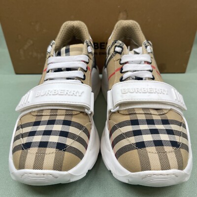 Size 6.5 - Burberry Check and Leather Sneakers Archive Beige Size 6.5 - Burberry Check and Leather Sneakers Archive Beige