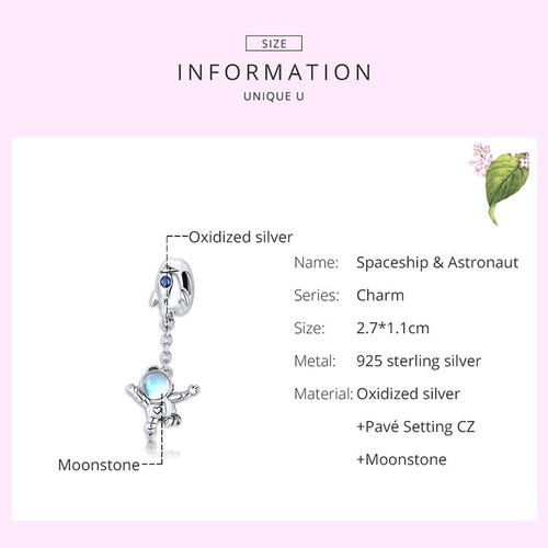 BAMOER Auténtico S925 Plata Esterlina Astronauta Dije Pav... Cuentas CZ para Pulsera - Imagen 3 de 8