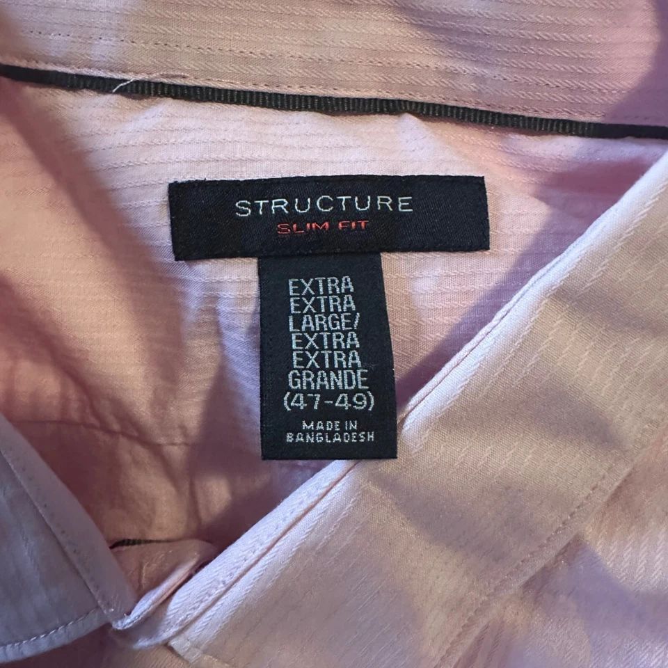 Structure slim fit pink button up shirt size XL 47-49 Easter Spring - Image 3 of 4
