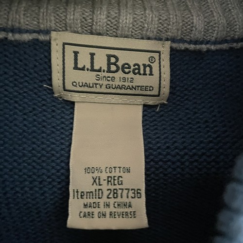 LL Bean 1/4 Zip Jacket Mens XL Blue Regular Fit Pullover Solid Long Sleeve - Picture 3 of 10