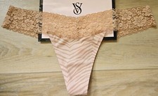 NWT Vintage Victoria's Secret PINK Animal Cotton Lace Low-Rise Thong Panties L