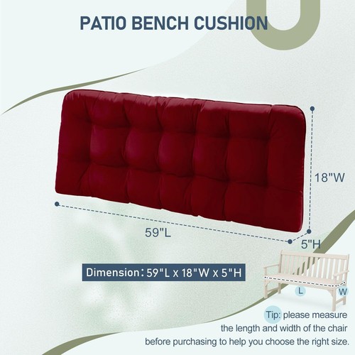 Outdoor Bench Cushion for Patio Furniture, Waterproof Tufted Overstuffed Porch - Picture 72 of 79