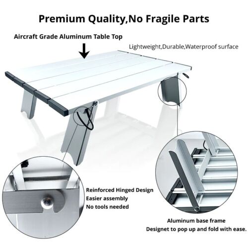 Aluminium FOLDING TABLE Portable Indoor Outdoor Picnic Party Camping Mini Table - Picture 6 of 6