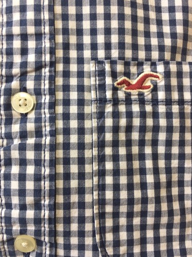 Hollister Men’s Long Sleeve Button Down Shirt Blue White Check M - Picture 10 of 10