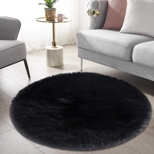 Round Soft Fluffy Faux Sheepskin Shag Area Rug Home Carpet in Many Colors+ Sizes - Picture 14 of 44