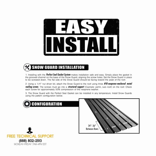 50 PACK MINI SNOW GUARD GASKET SCREWS STOP SNOW SLIDING METAL ROOF BLOCK GUARDS - Picture 8 of 9