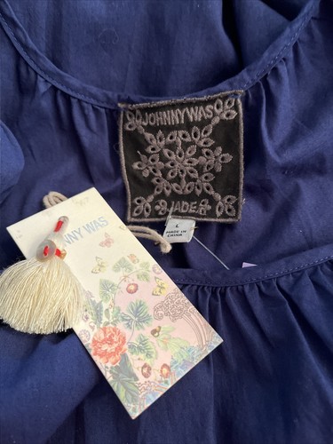 NWT Johnny Was Yoko Eyelet Sleeveless Embroidered Hem Maxi Dress Navy Large - Picture 6 of 11