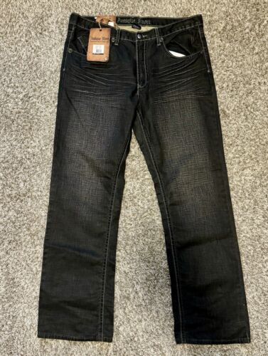 NWT Antique Rivet Womens Straight Leg Jeans 5-Pocket Blue Denim Size 36x32