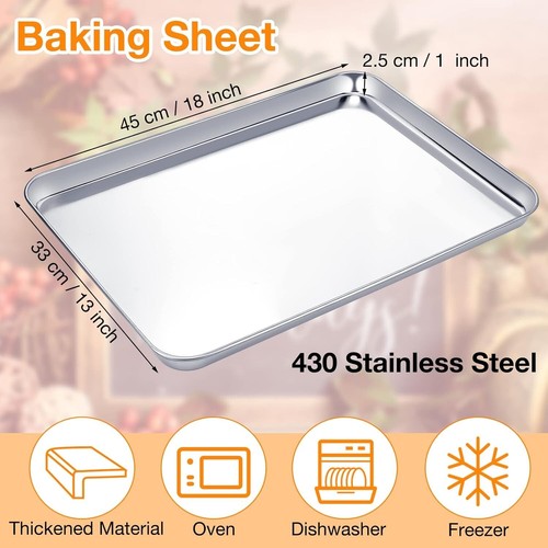 Dishwasher Safe Stainless Steel Baking Tray Set - 18x13 Inch for Easy Cleanup - Picture 4 of 8