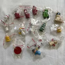 Lot of  16 Vintage Assorted  Wooden Mini Hand Painted Christmas Ornaments New