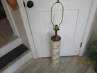Antique Wood Wallpaper Roller Stamp Table Lamp Heart Pattern Industrial Vtg MCM